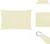 A rectangular cream-colored sun sail is shown against a white background, with a close-up of a corner with a metal ring. Produktbild-Vorschau