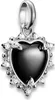 A close-up studio shot of a heart-shaped pendant with black stone and clear crystals, set in silver. Anteprima dell’immagine prodotto