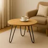 Table basse ronde, chêne naturel, 50 cm, pieds métalliques, Voir les images du produit 1