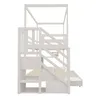 A white bunk bed with stairs and storage drawers, shown from a side angle against a white background. Anteprima dell’immagine prodotto