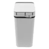 A white automatic trash can with a black trim and lid, shown from the front. Náhled obrázku produktu