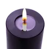LED Stumpenkerze MIA - Echtwachs - realistische 3D Flamme - H: 20cm - D: 10cm - dunkellila Produktbild-Vorschau
