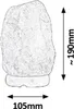 A sketch of a salt lamp with dimensions indicated. Produktbild-Vorschau