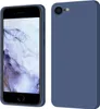 A product image showing two views of a blue smartphone case on a white background. The left view shows the front of the phone with its screen on, displaying the time and date. The right view shows the back of the phone case. Produktbild-Vorschau