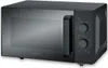 A black Severin microwave oven is shown from a front-side angle against a white background. Produktbild-Vorschau