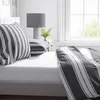 Bettwäsche Set 155x220 cm Grau Gestreift Baumwolle Produktbild-Vorschau 3