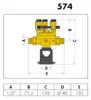 A technical drawing of a Caleffi Systemtrenner Typ BA with dimensions labeled and a table of measurements. Náhľad obrázku produktu