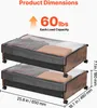Two under-bed storage boxes are stacked on top of each other, with dimensions and load capacity indicated. Anteprima dell’immagine prodotto