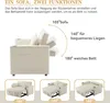 Diagram showing the different reclining positions and configurations of a sofa bed. Produktbild-Vorschau