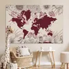 MuchoWow® Poster Weltkarte - Rot - Blumen 180x120 cm - Produktbild-Vorschau 7