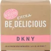 A close-up view of the front of a product box for DKNY Be Delicious Extra Eau de Parfum. Podgląd zdjęcia produktu