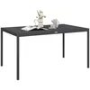 A dark gray outdoor dining table with a vase of flowers, a book, and a teapot with cups on it, set against a white background. Produktbild-Vorschau