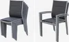 Two images of outdoor chairs. The left image shows a stack of chairs, and the right image shows a single chair with arms. Anteprima dell’immagine prodotto