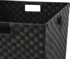 A close-up view of the top corner of a black woven laundry basket. Náhľad obrázku produktu