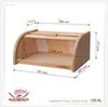 A wooden bread box with dimensions indicated by lines and measurements. Produktbild-Vorschau