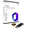 A product shot of Microsoft Office 2024 Professional Plus software box and a USB stick. Produktbild-Vorschau