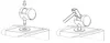 Diagrams showing how to attach a caster wheel to a wooden box. Produktbild-Vorschau