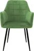 A green velvet armchair with black metal legs, isolated on a white background. Náhled obrázku produktu