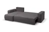 A dark gray sectional sofa bed shown from a diagonal side view, partially unfolded. Produktbild-Vorschau
