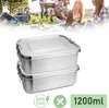 SWANEW 2x 1200ml lunch box in metallo lunch box contenitore Anteprima dell’immagine prodotto 1
