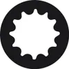 A black circular shape with a white starburst pattern inside, set against a white background. Produktbild-Vorschau