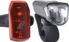 A set of bicycle lights, including a red rear light and a white front light, are shown against a white background. Náhľad obrázku produktu