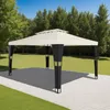 A gazebo is set up on a paved patio in a grassy yard with trees in the background. Produktbild-Vorschau