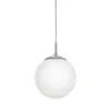 A white globe pendant light hanging from a silver cord. Náhľad obrázku produktu