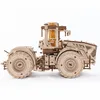 A 3D wooden model of a tractor, shown from the side against a white background. Produktbild-Vorschau