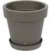 A gray planter pot with a matching saucer is shown against a white background. Produktbild-Vorschau