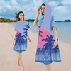 Badeponcho Bademantel mit Sonnenausgang Muster Damen Herren Produktbild-Vorschau 3