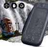 A protective pouch for a Nintendo Switch is shown in a natural outdoor setting with a waterfall and hiking gear. Produktbild-Vorschau