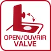 An illustration showing how to open or close a valve. Produktbild-Vorschau