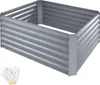 A raised garden bed made of corrugated metal, with a pair of white gardening gloves in the lower-left corner. Náhled obrázku produktu