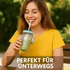 12 Trinkgläser mit Henkel Deckel & Mehrweg Strohhalm Gläser Produktbild-Vorschau 9