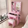 Make-up tafel met LED-verlichting en krukje, 60x38x132 cm, Productafbeelding-voorbeeld 4