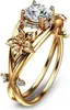 Damen-Ring, floraler Doppelschicht-Schmuck, funkelnder Produktbild-Vorschau 1