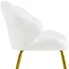 Side view of a white upholstered chair with gold metal legs. Produktbild-Vorschau