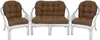 A set of outdoor furniture including two chairs and a loveseat, all with brown cushions. Produktbild-Vorschau