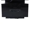 The back of a black, high-gloss coffee table with integrated power outlets and a USB port. Náhled obrázku produktu