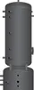 A 3D rendering of a large, gray, cylindrical water tank with multiple inlets and outlets. Produktbild-Vorschau