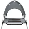 A gray dog bed with a canopy, shown from the front. Náhled obrázku produktu