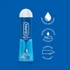 A bottle of Durex Play Feel lubricant is shown against a blue background with icons and text describing its features. Náhľad obrázku produktu