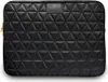 A black quilted laptop sleeve with a gold Guess logo. Produktbild-Vorschau