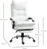 A white ergonomic office chair with dimensions indicated by lines and text. Produktbild-Vorschau