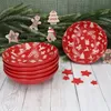 6x adventní polévkové talíře 480 ml kamenina červená Náhled obrázku produktu 3