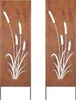Two identical metal garden screens with a cut-out design of cattails and reeds, presented against a white background. Podgląd zdjęcia produktu
