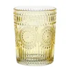 Trinkgläser Vintage - Glas - lebensmittelecht - 280ml - H: 10cm - mit Muster - gelb - 4er Set Produktbild-Vorschau
