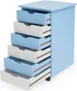 A light blue and white rolling storage cabinet with multiple drawers. Náhled obrázku produktu