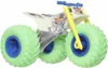 A toy monster truck motorcycle with large green wheels and blue rims, against a white background. Náhľad obrázku produktu